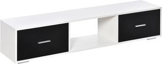 HOMCOM Homcom - Mueble De Tv Para Televisores De 60 Pulgadas Mesa Para Tv De Sal&oacute;n Estilo Moderno Con 2 Cajones Y Compartimento Abierto 140x30x32 Cm Blanco Y