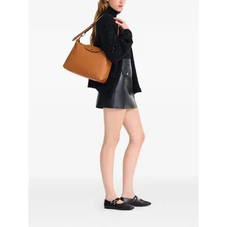 Longchamp Calf Leather Shoulder Bag - Brown