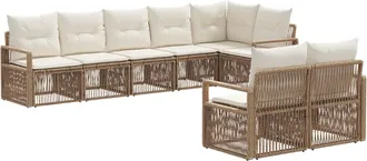 vidaXL Conjunto De Sof&aacute;s De Jard&iacute;n 8 Uds. Beige Rat&aacute;n Sint&eacute;tico Vidaxl