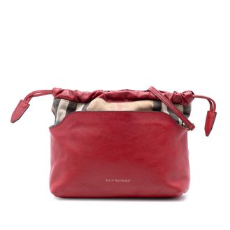 Burberry Tweedehands House Check Canvas en Kalfsleer Little Crush Schoudertas