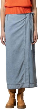 Lilla P Denim Wrap Skirt In Light Wash