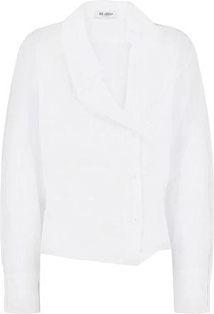 The Attico Overhemden, Dames, Wit, S, Gestructureerd overhemd met omslagrevers