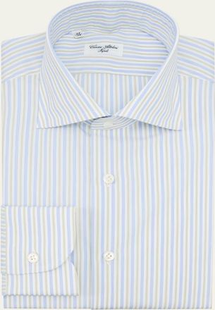 Cesare Attolini Mens Cotton Stripe Dress Shirt