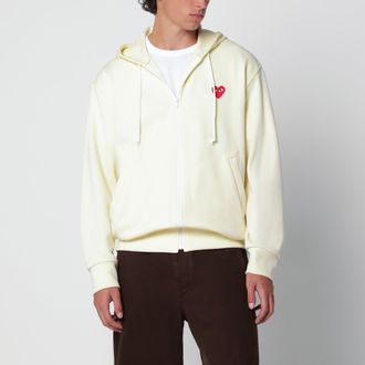 Comme Des Gar&ccedil;ons Ivory zip-up hoodie in polyester