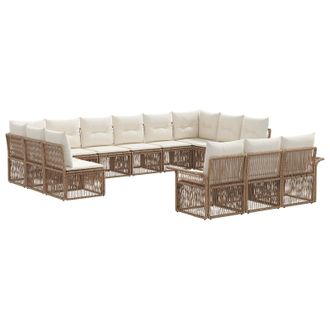 vidaXL Conjunto De Sof&aacute;s De Jard&iacute;n 13 Pcs Beige Rat&aacute;n Sint&eacute;tico Vidaxl