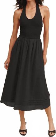 Bella Dahl Halter Neck Mixed Dress In Black