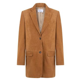 Giuseppe Di Morabito Blazers, female, Brown, Size: 2XS Suede Button Blazer