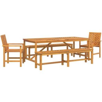 vidaXL Conjunto De Comedor De Jard&iacute;n 5 Pcs Marr&oacute;n 200 X 90 X 74 Cm Vidaxl