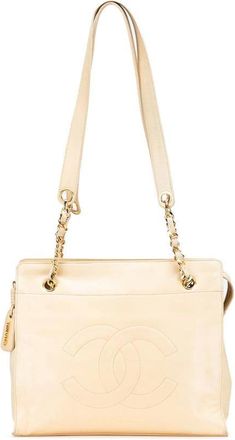 Chanel Pre-owned Shoulder Bags, female, Beige, Size: ONE SIZE Pre-owned Chain Strap Leather Tote