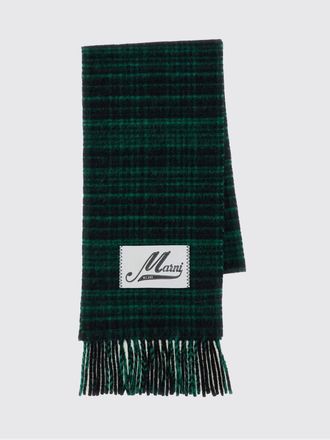 Marni Check-Pattern Virgin Wool and Alpaca-Blend Scarf with Logo Patch