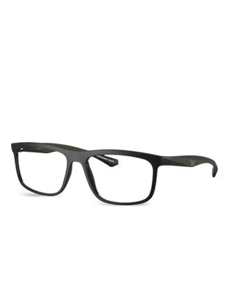 Emporio Armani rectangle-frame glasses - men - Acetate - 53 - Black