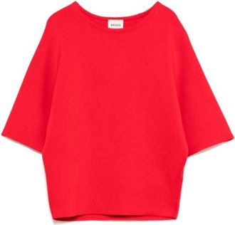 Khaite Rode Crew Neck Top - Dames - Ronde hals truien - Rood - M - Wol - Truien & Vesten