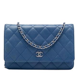 Chanel Pre-owned Wallet on Chain - Dames - Pre-owned - Blauw - Maat: ONE Size Leer
