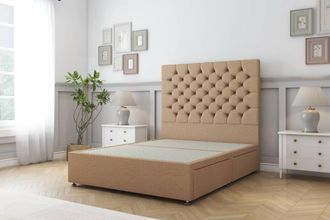 Sloomy Mayfair Dumfries Divan Bed Base 2 Drawers Foot-End - 26 Headboard in Light Brown | Size: King