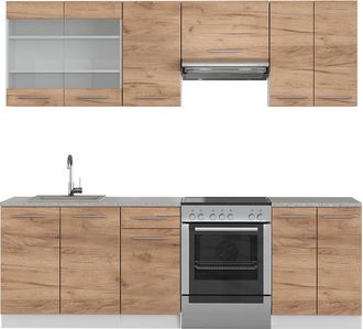 Vicco Mueble De Cocina Fame-line, Oro Potencia Roble/blanco, 240 Cm Sin Encimera