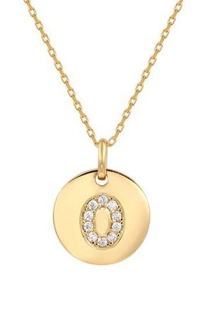 Suzy Levian Yellow Sterling Silver White Cubic Zirconia Initial Disc Pendant Necklace in Yellow-O at Nordstrom Rack