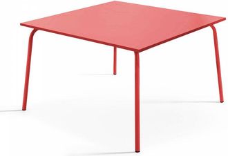 Oviala Oviala - Mesa de jardín cuadrada de metal rojo - Palavas