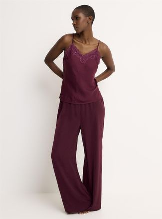 Miiyu Womens Plain hammered satin pyjama pant