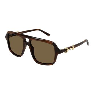 Gucci Sunglasses, unisex, Brown, Size: 55 MM Pilot Sunglasses