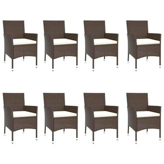 Berkfield Home Beautiful 9 Piece Garden Dining Set with Cushions Brown Poly Rattan