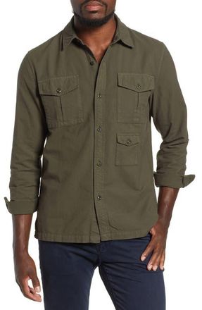 AG - Adriano Goldschmied Pioneer Tri-Pocket Long Sleeve Slim Fit Shirt in Sulfur Oak Grove at Nordstrom, Size Large