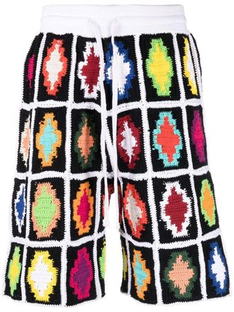 Marcelo Burlon macram&eacute; Cross track shorts - men - Cotton - M - Black