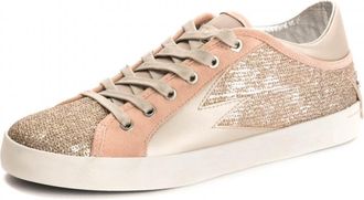 Crime London Womens Casual Metallic Explosion Trainer in Pink - Tan Textile - Size UK 4