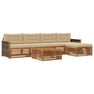 vidaXL Conjunto De Sof&aacute;s De Exterior Con Coj&iacute;n 6 Pcs Natural Y Beige Vidaxl