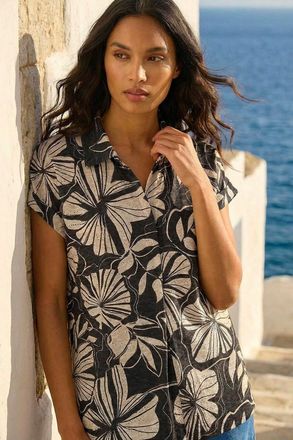 Roman Printed Broderie Collared Top