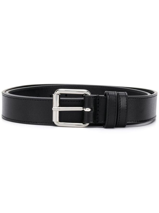 square-tip leather belt - Neutrals