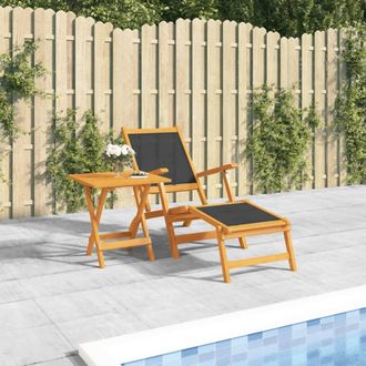 vidaXL Vidaxl - Silla De Jard&iacute;n Con Reposapi&eacute;s Y Mesa Madera Acacia Y Textilene