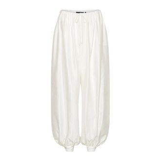 Rotate ROTATE Birger Christensen, Tapered Trousers, female, White, Size: S Striped Balloon Trousers