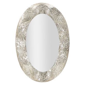 Dmora Espejo Dmora, Marco Efecto Material, Forma Ovalada, Tipo De Pared, 88x128h Cm Plata