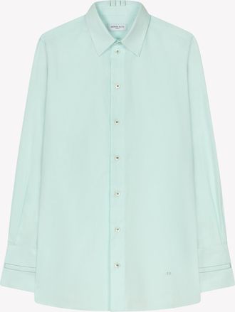 Serena Bute Cotton Oversized Shirt - Frosted Teal