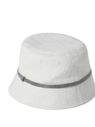 Brunello Cucinelli Womens Off White Cotton Linen Hat Accessories & Slg