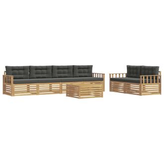vidaXL Set Di Divani Da Esterno 7 Pz Bianco E Antracite Poliestere Vidaxl
