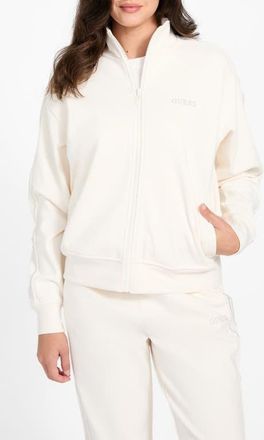 Guess Octavia High Neck Full Zip Sweatshirt in White at Nordstrom, Size X-Small