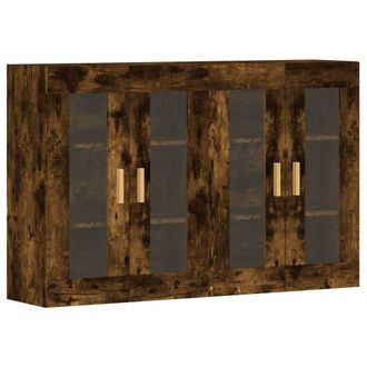 Berkfield Home Wall Mounted Cabinets 2 pcs Smoked Oak Engineered Wood in Brown