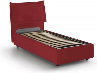 Talamo Italia Talamo Italia - Letto singolo Alto, Letto contenitore con rivestimento in tessuto, 100% Made in Italy, Apertura frontale, adatto per materasso Cm