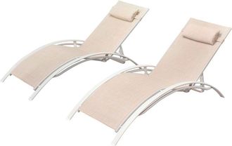 Concept Usine Juego de 2 tumbonas apilables y regulables de aluminio y textileno