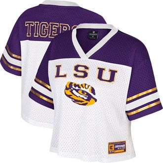 Colosseum Womens Colosseum White LSU Tigers Treasure Cropped Football Jersey at Nordstrom, Size Xx-Large