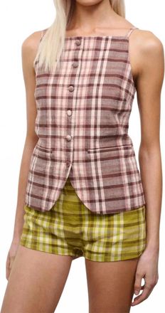Staud Womens Una Top In Tuscany Plaid