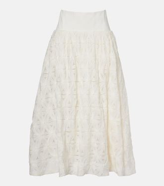 SIMKHAI Mindy embroidered midi skirt
