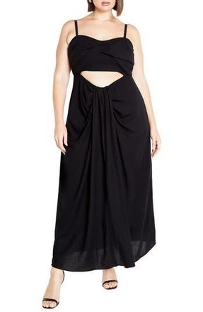 City Chic April Cutout Draped Maxi Dress in Black at Nordstrom Rack, Size S/16W