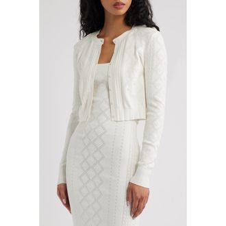 LoveShackFancy Laken Cardigan in Off White at Nordstrom, Size X-Large