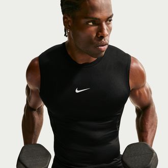 Nike Mens Nike Pro Dri-FIT Tight Sleeveless Fitness Top in Black | FB7914-010
