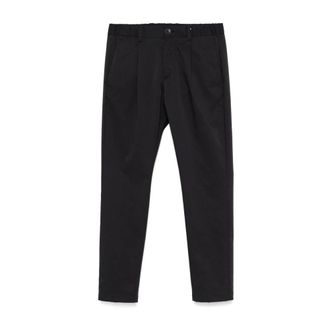 Herno Chinos, male, Black, Size: XL Cotton Feel Trousers with Drawstring