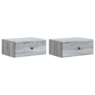 vidaXL Mesita De Noche De Pared 2 Pcs Gris Sonoma 49 X 34,5 X 20 Cm Vidaxl