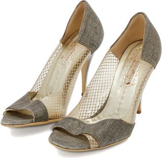 Stella McCartney 95mm canvas heeled pumps - women - Polyurethane/PVC/Canvas/Polyurethane - 36 - Green