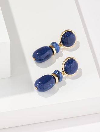 Talbots Harvest Drop Earrings - Blue/Gold - 001 Talbots